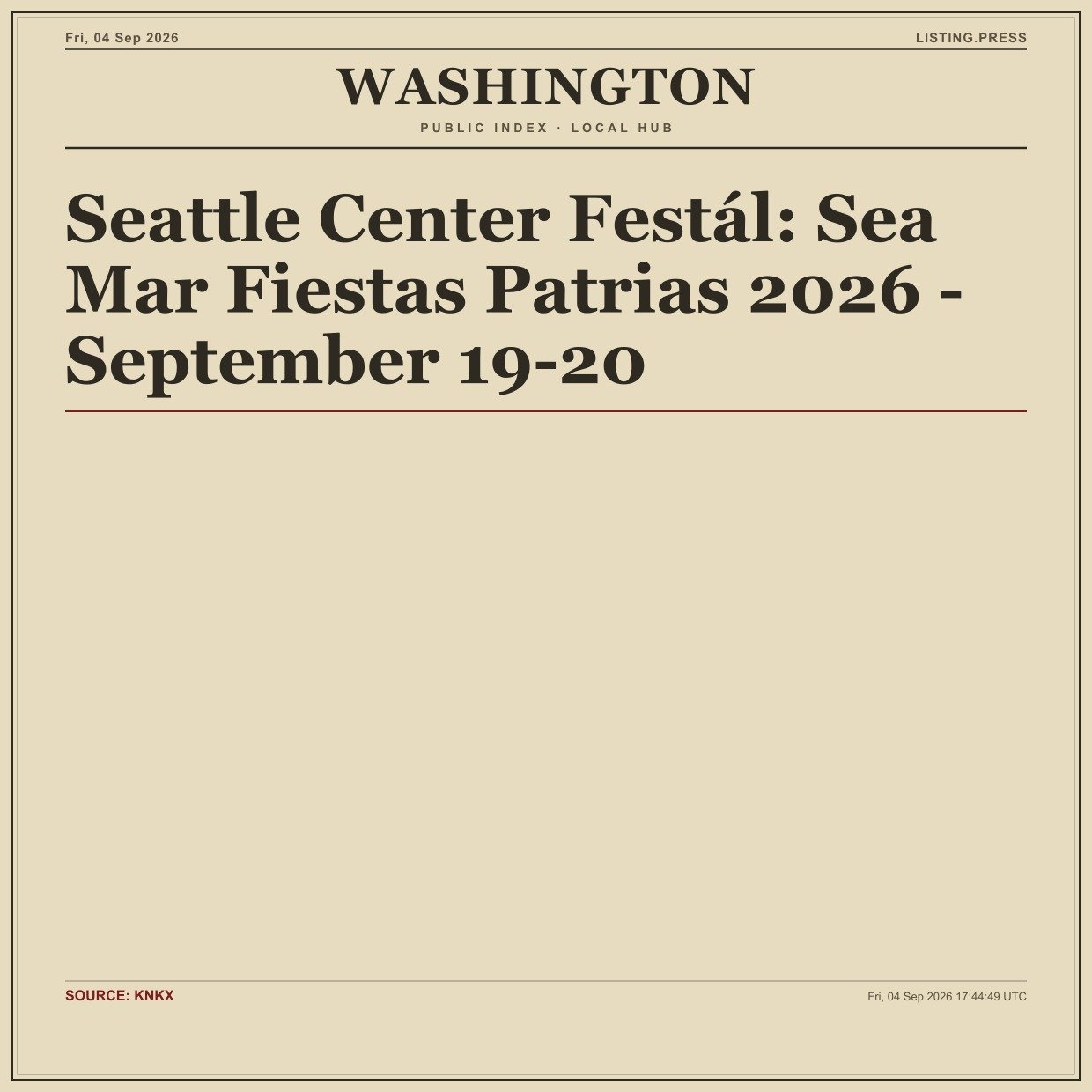 Seattle Center Festál: Sea Mar Fiestas Patrias 2026 - September 19-20