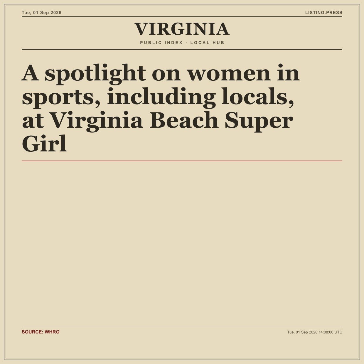 A spotlight on women in sports, including locals, at Virginia Beach Super Girl