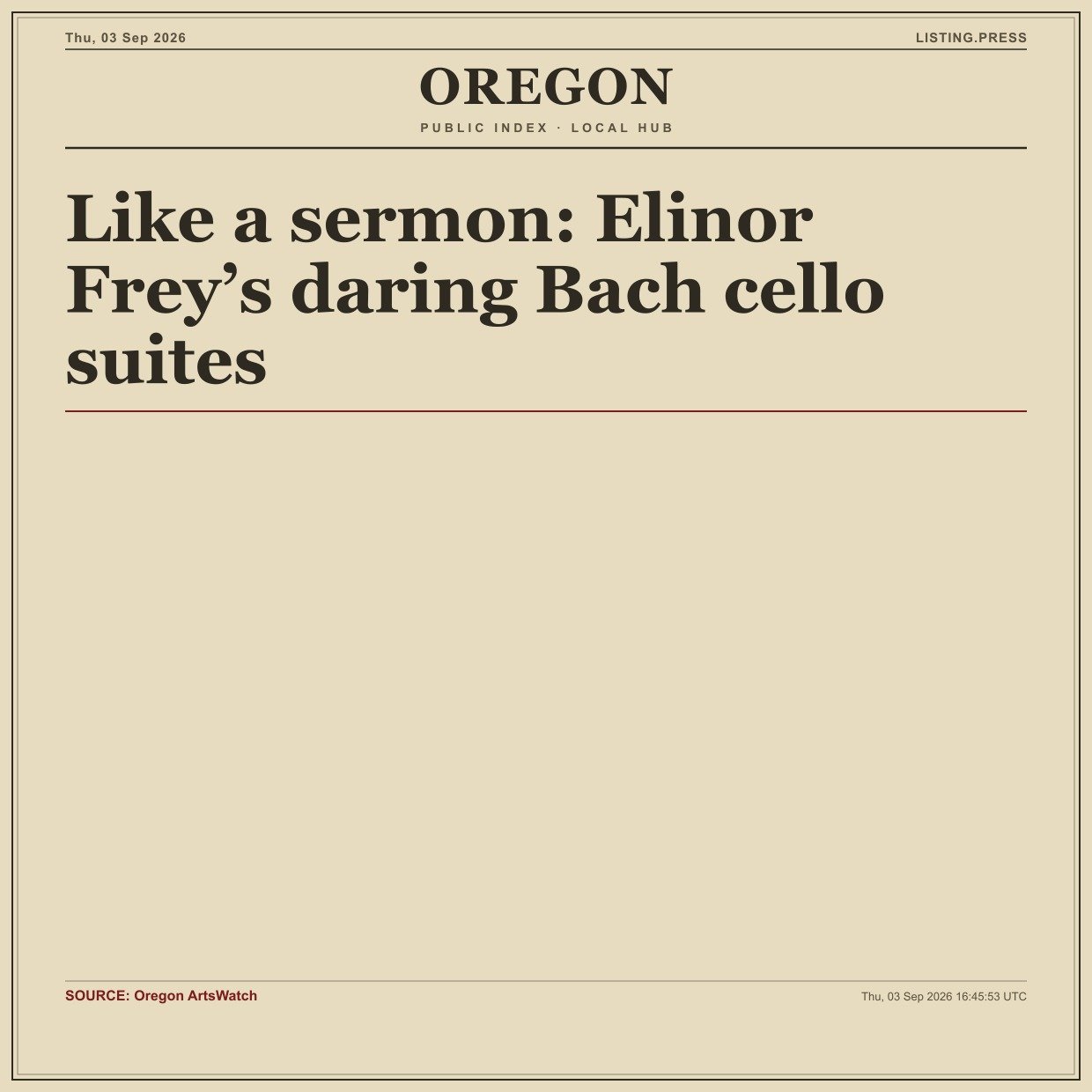 Like a sermon: Elinor Frey’s daring Bach cello suites