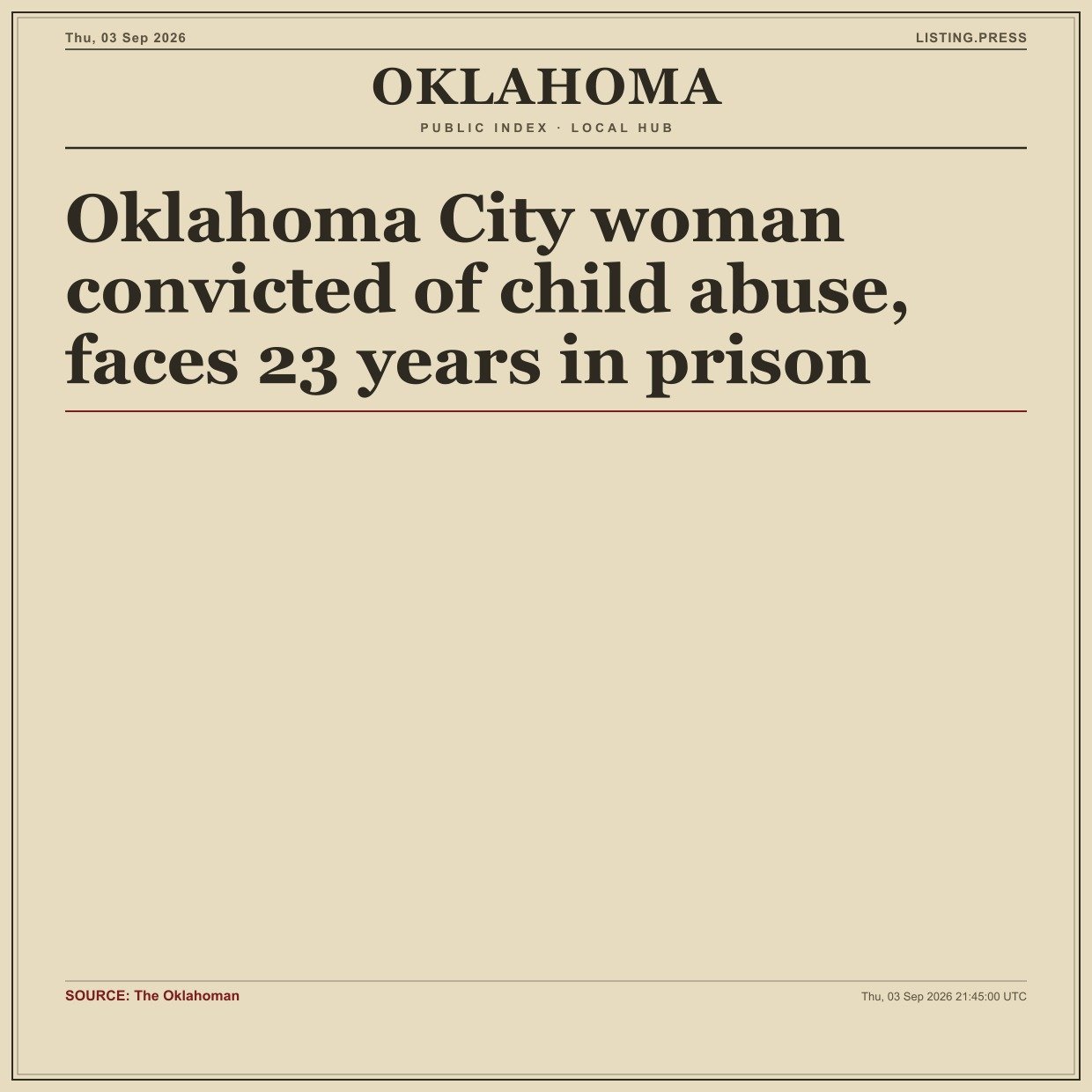 Oklahoma City woman convicted of child abuse, faces 23 years in prison