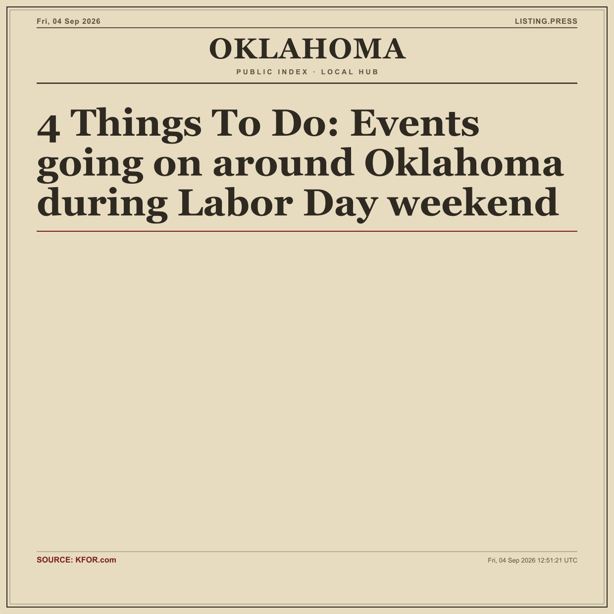 4 Things To Do: Events going on around Oklahoma during Labor Day weekend