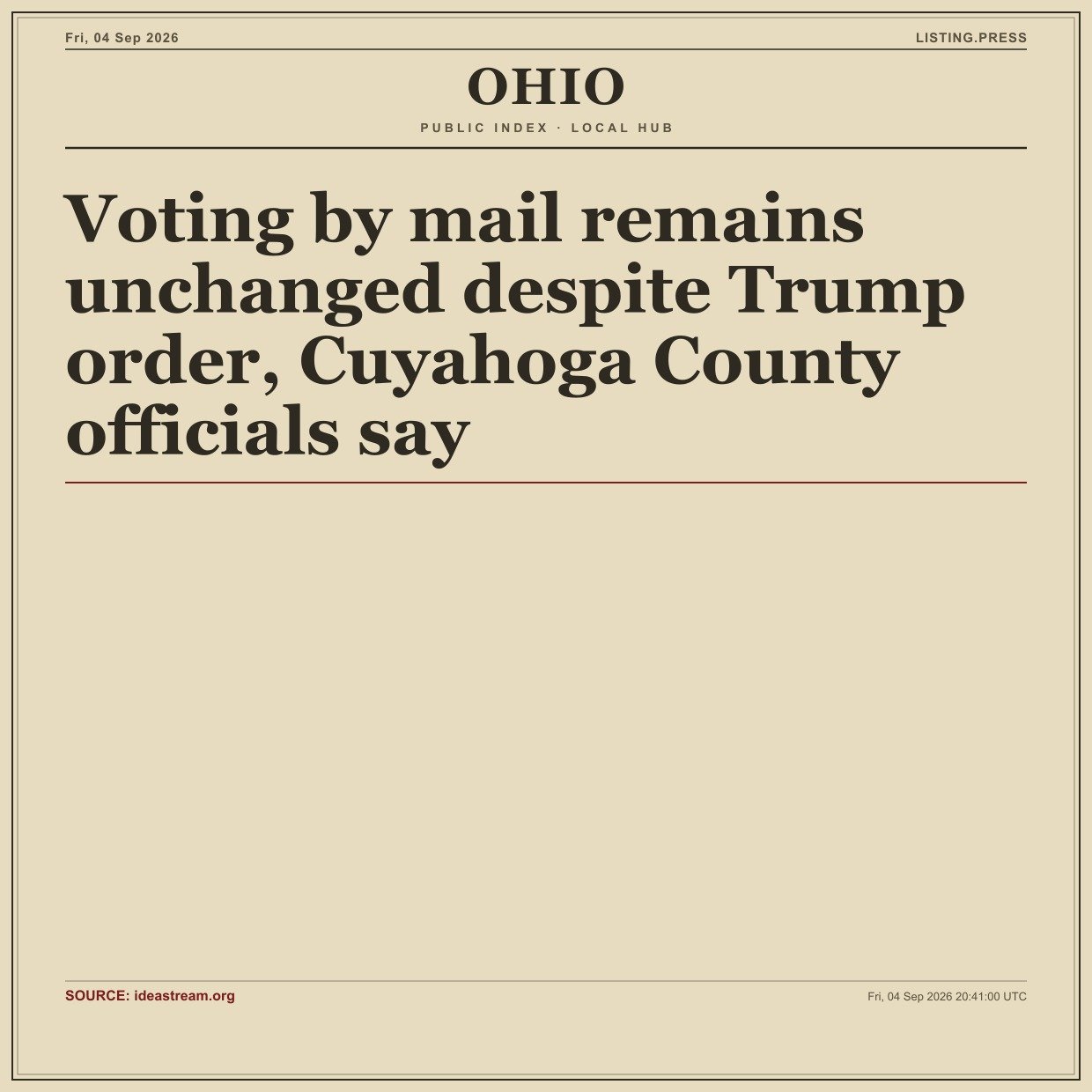 Voting by mail remains unchanged despite Trump order, Cuyahoga County officials say