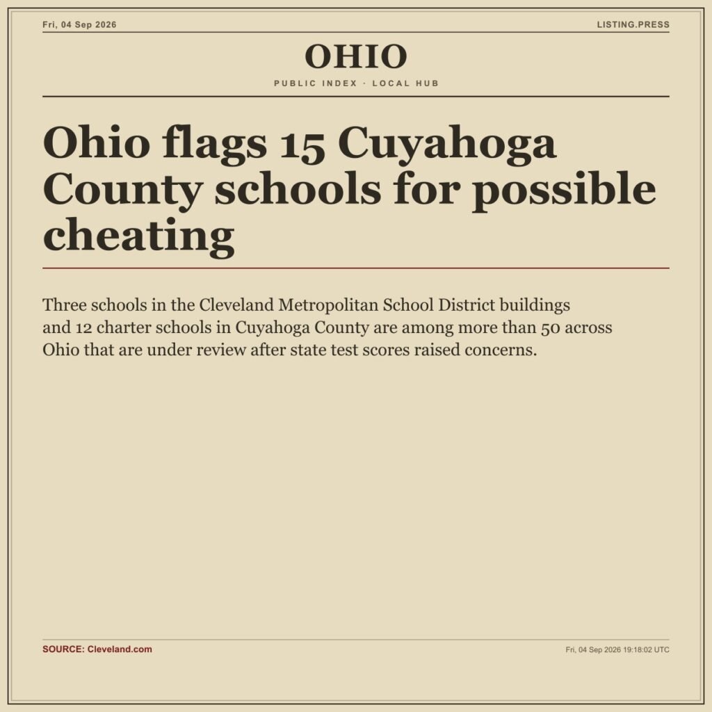 Ohio flags 15 Cuyahoga County schools for possible cheating