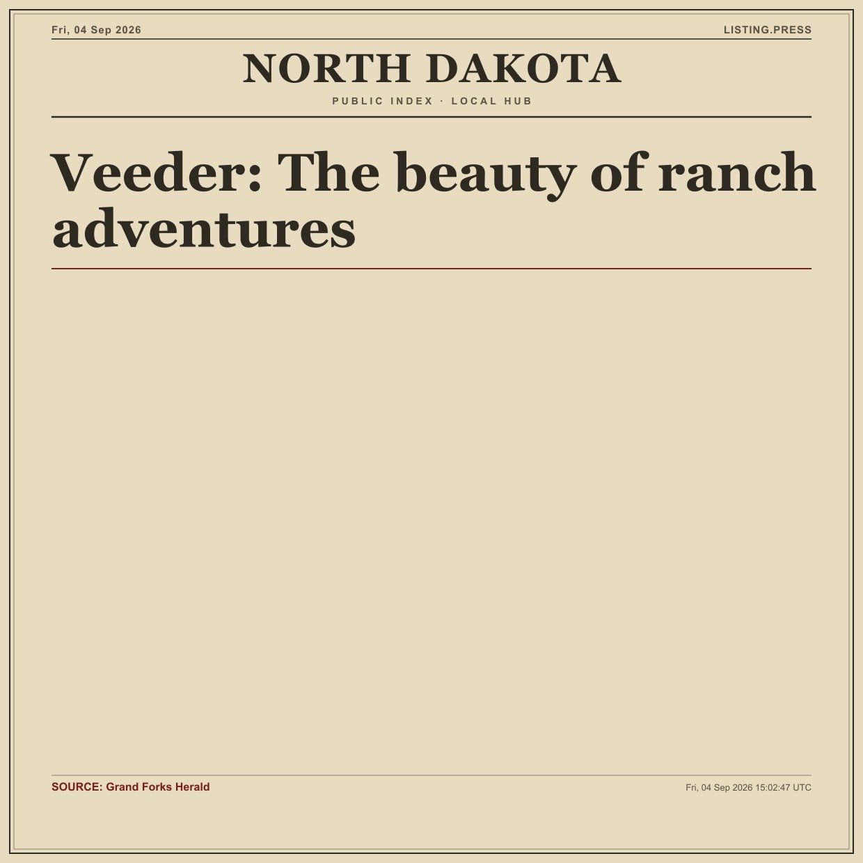 Veeder: The beauty of ranch adventures