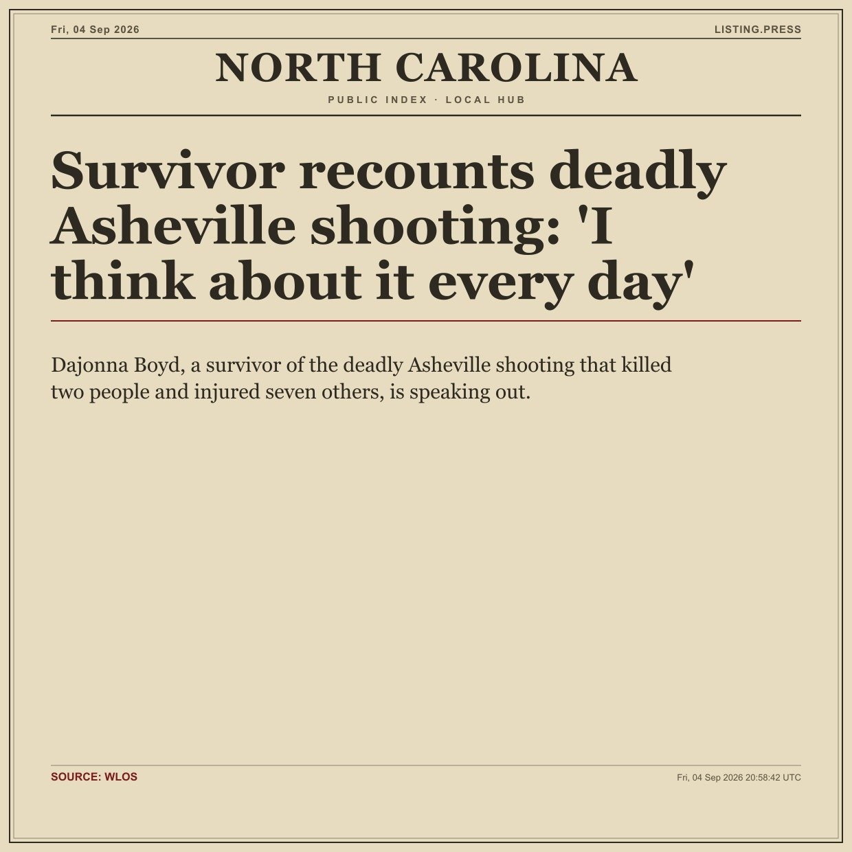 Survivor recounts deadly Asheville shooting: 'I think about it every day'