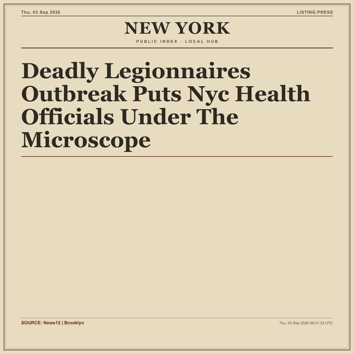 Deadly Legionnaires Outbreak Puts Nyc Health Officials Under The Microscope