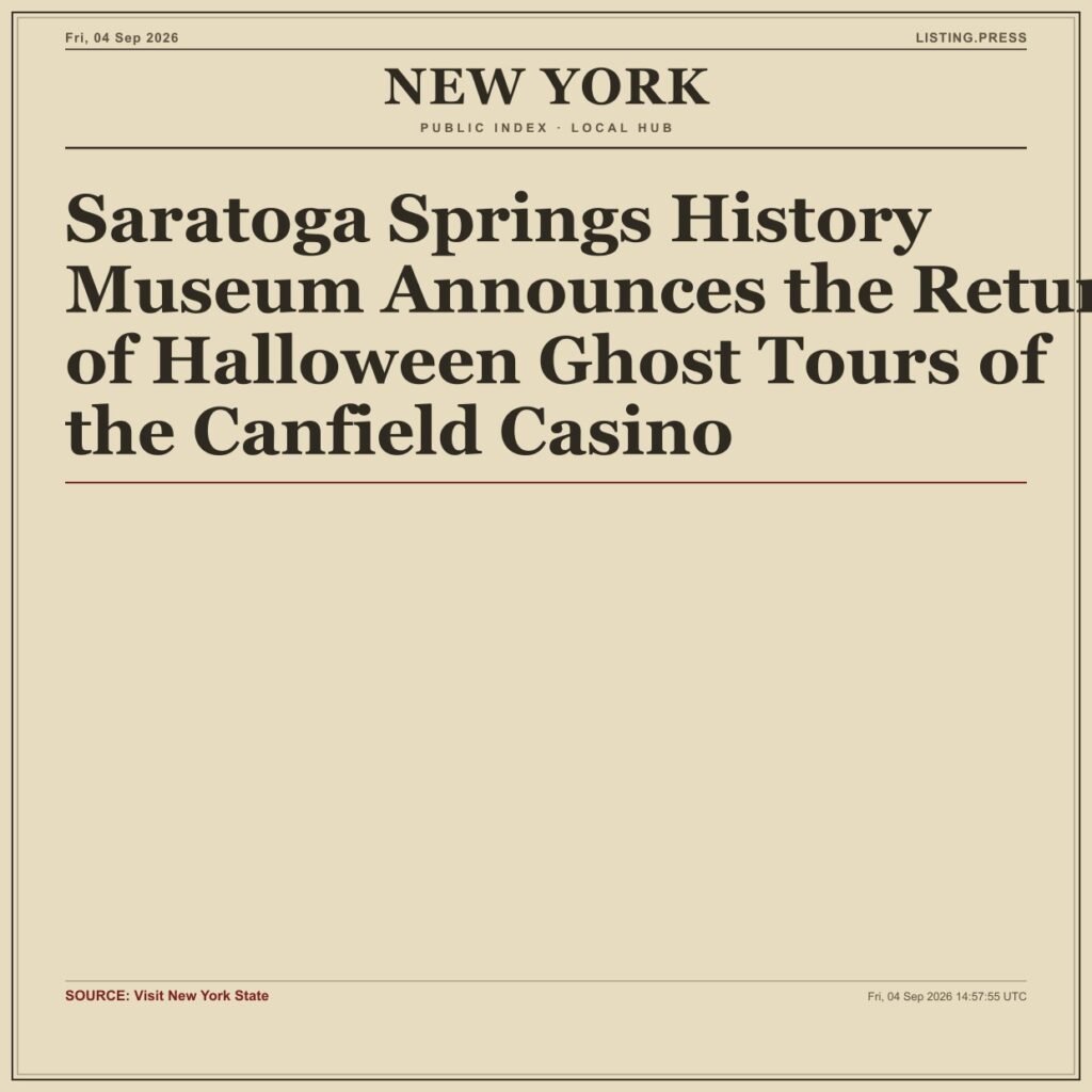 Saratoga Springs History Museum Announces the Return of Halloween Ghost Tours of the Canfield Casino