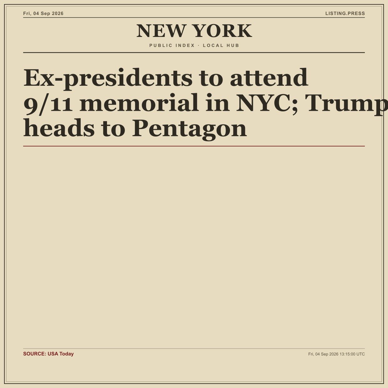 Ex-presidents to attend 9/11 memorial in NYC; Trump heads to Pentagon