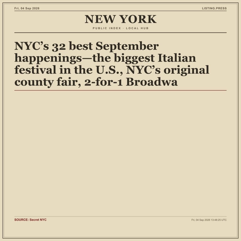 NYC’s 32 best September happenings—the biggest Italian festival in the U.S., NYC’s original county fair, 2-for-1 Broadwa