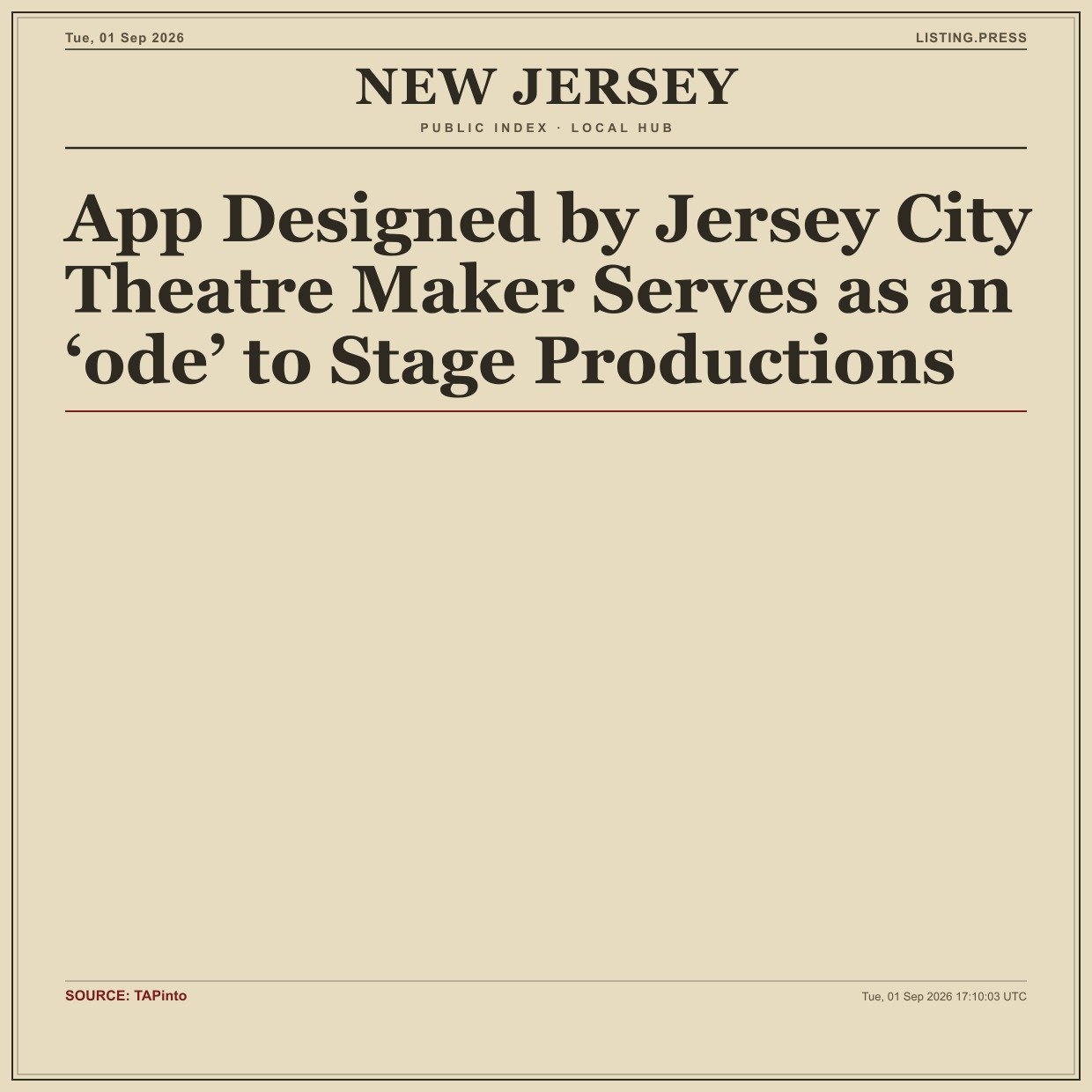 App Designed by Jersey City Theatre Maker Serves as an ‘ode’ to Stage Productions