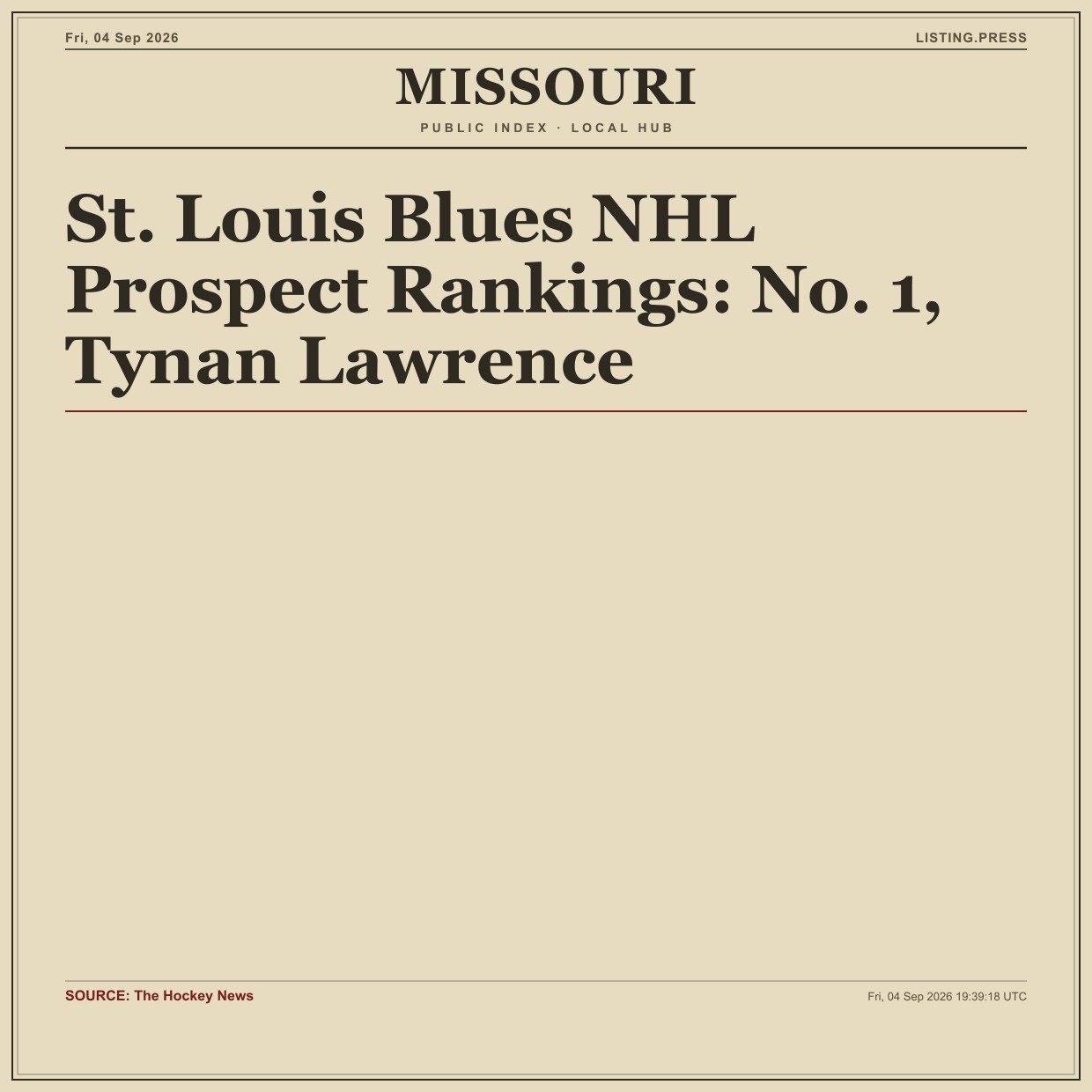St. Louis Blues NHL Prospect Rankings: No. 1, Tynan Lawrence