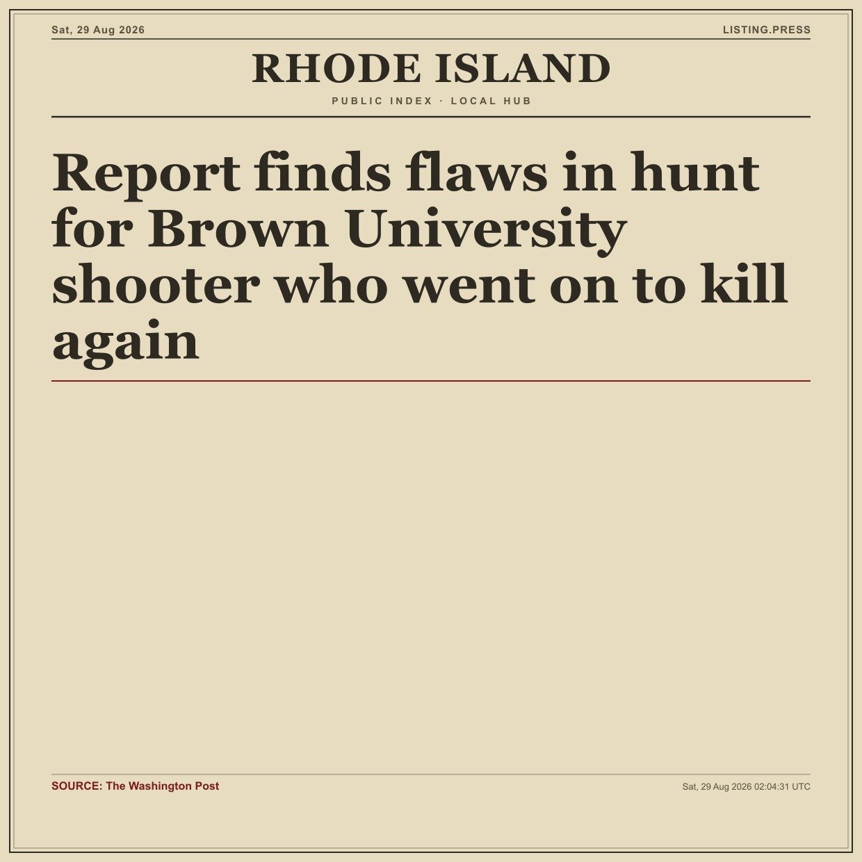 Report finds flaws in hunt for Brown University shooter who went on to kill again