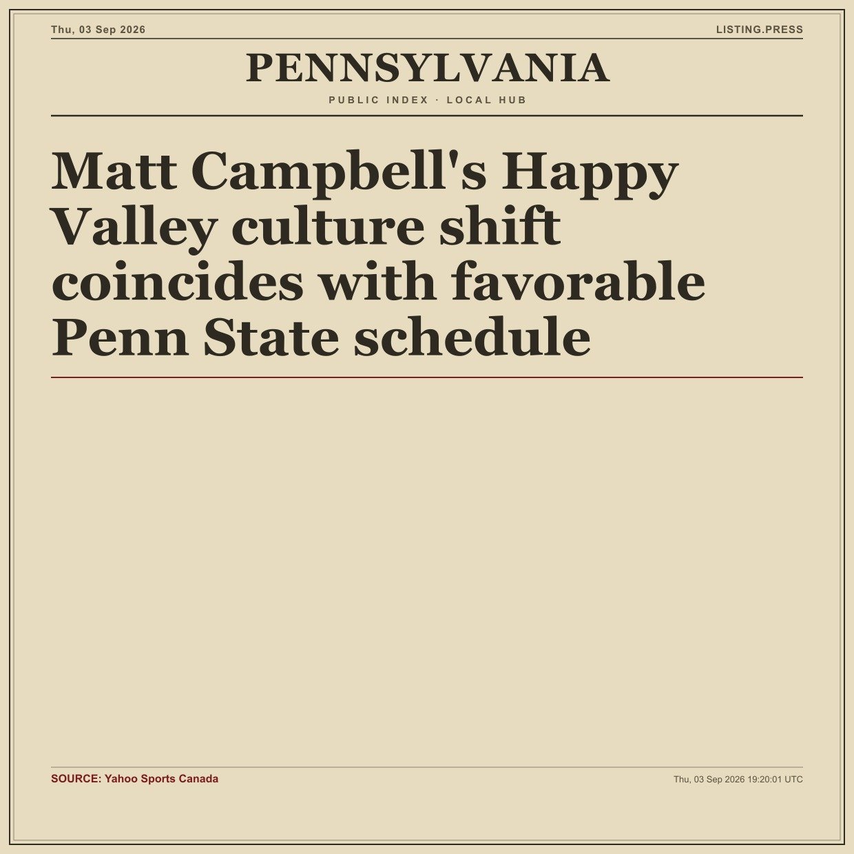 Matt Campbell's Happy Valley culture shift coincides with favorable Penn State schedule