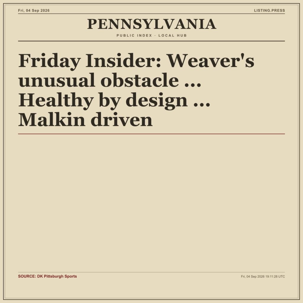 Friday Insider: Weaver’s unusual obstacle … Healthy by design … Malkin driven
