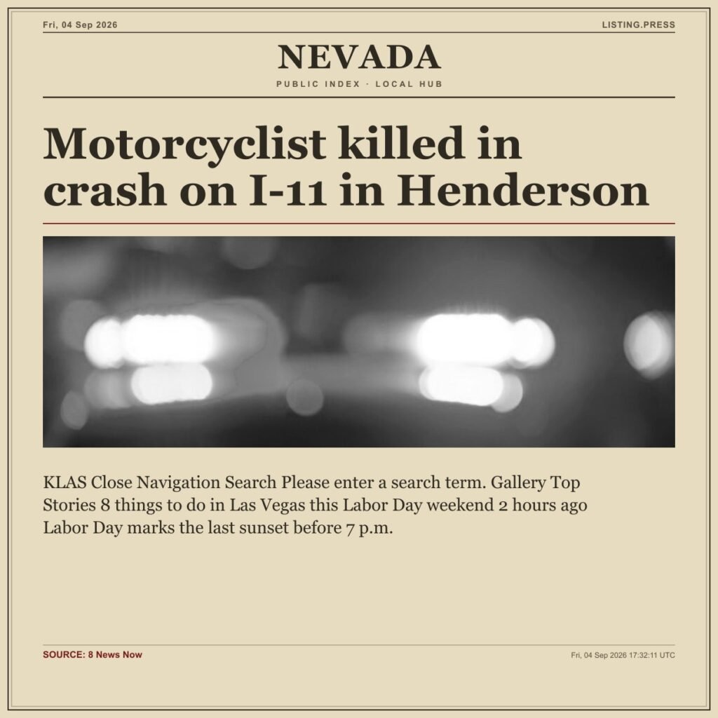 Motorcyclist killed in crash on I-11 in Henderson