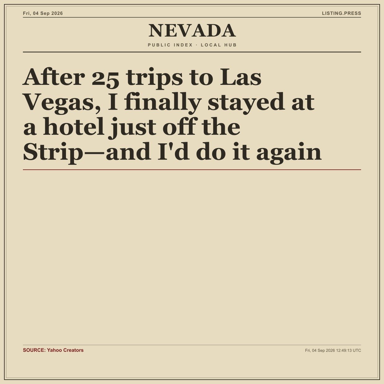 After 25 trips to Las Vegas, I finally stayed at a hotel just off the Strip—and I'd do it again
