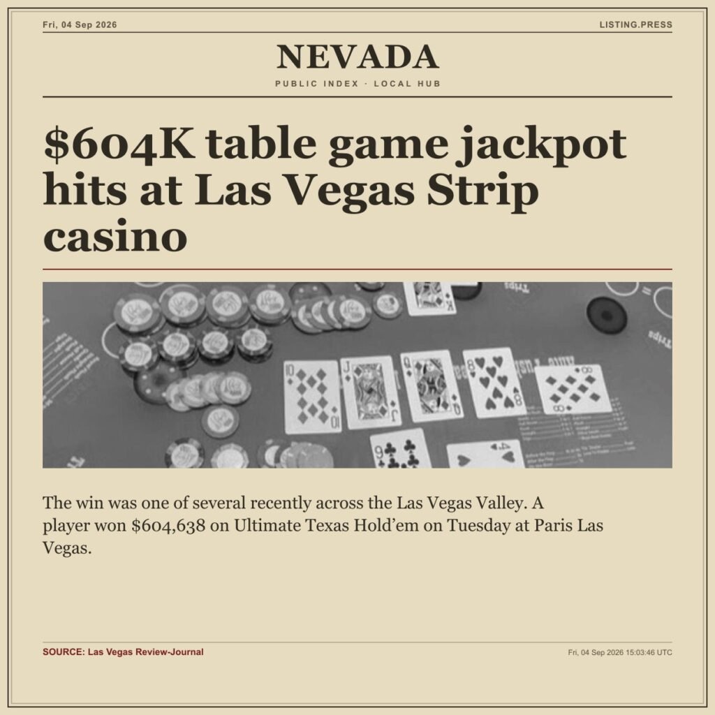 $604K table game jackpot hits at Las Vegas Strip casino