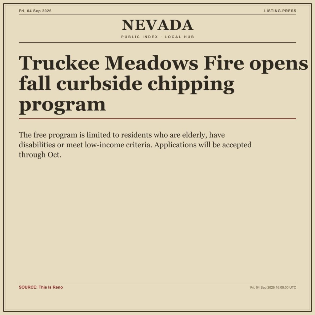 Truckee Meadows Fire opens fall curbside chipping program