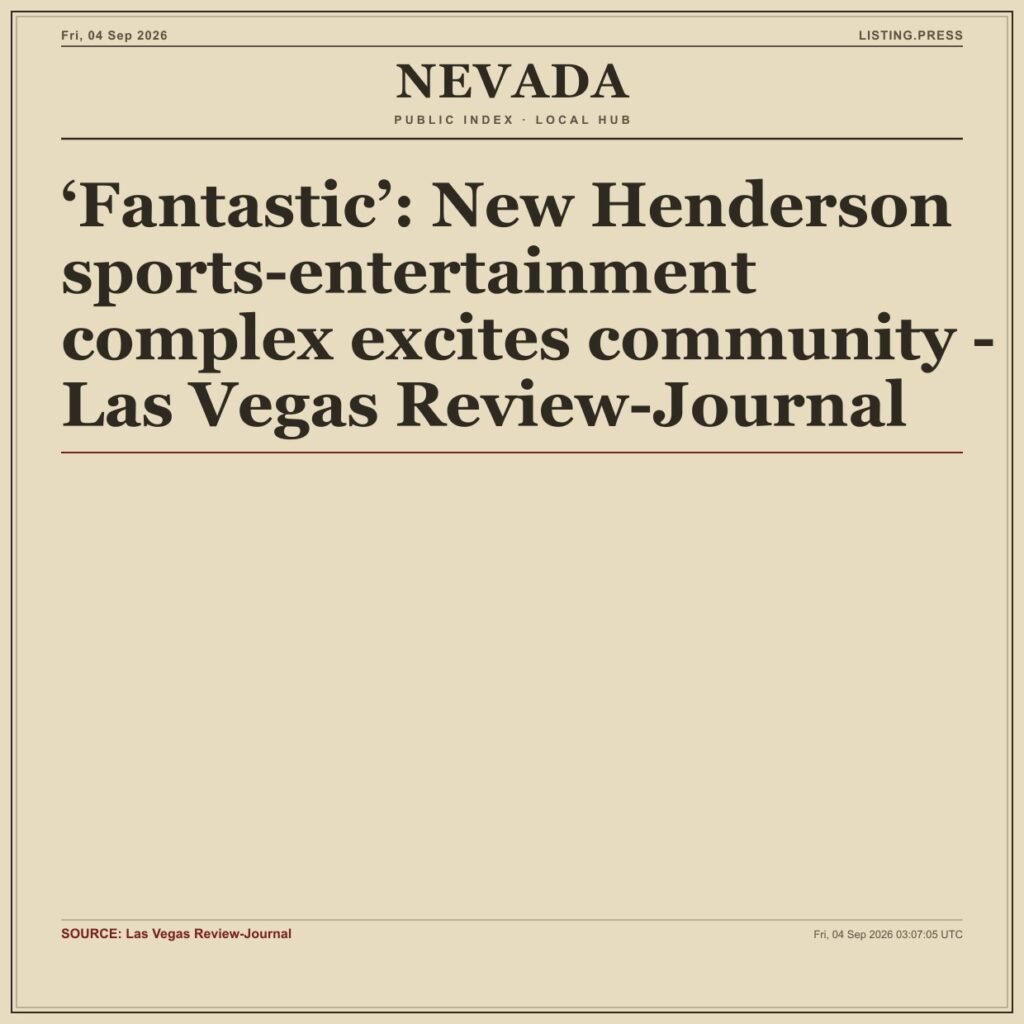 ‘Fantastic’: New Henderson sports-entertainment complex excites community – Las Vegas Review-Journal