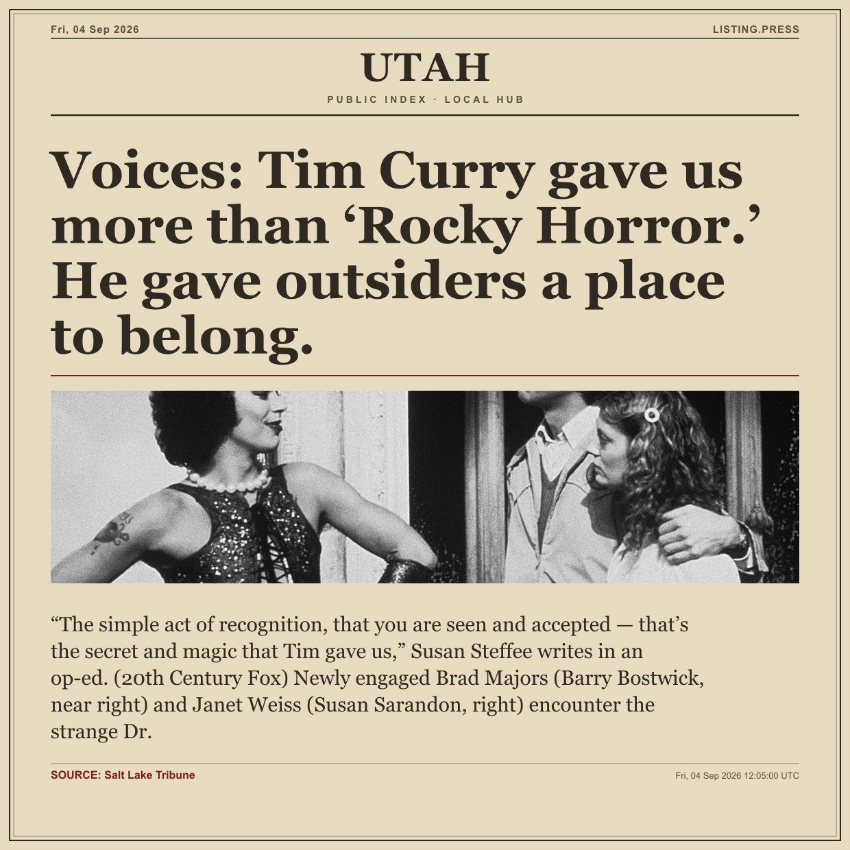Voices: Tim Curry gave us more than ‘Rocky Horror.’ He gave outsiders a place to belong.