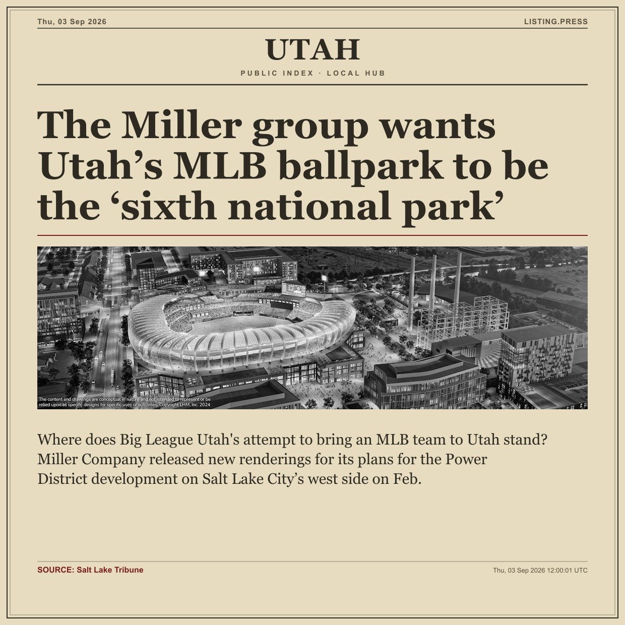The Miller group wants Utah’s MLB ballpark to be the ‘sixth national park’
