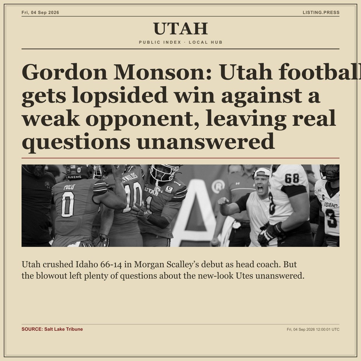Gordon Monson: Utah football gets lopsided win against a weak opponent, leaving real questions unanswered