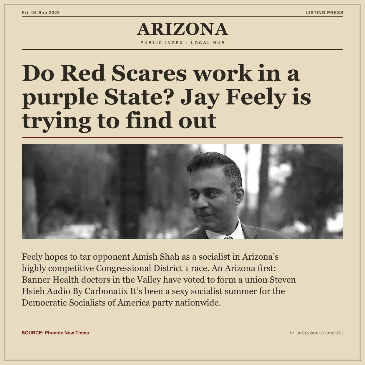 Do Red Scares work in a purple State? Jay Feely is trying to find out