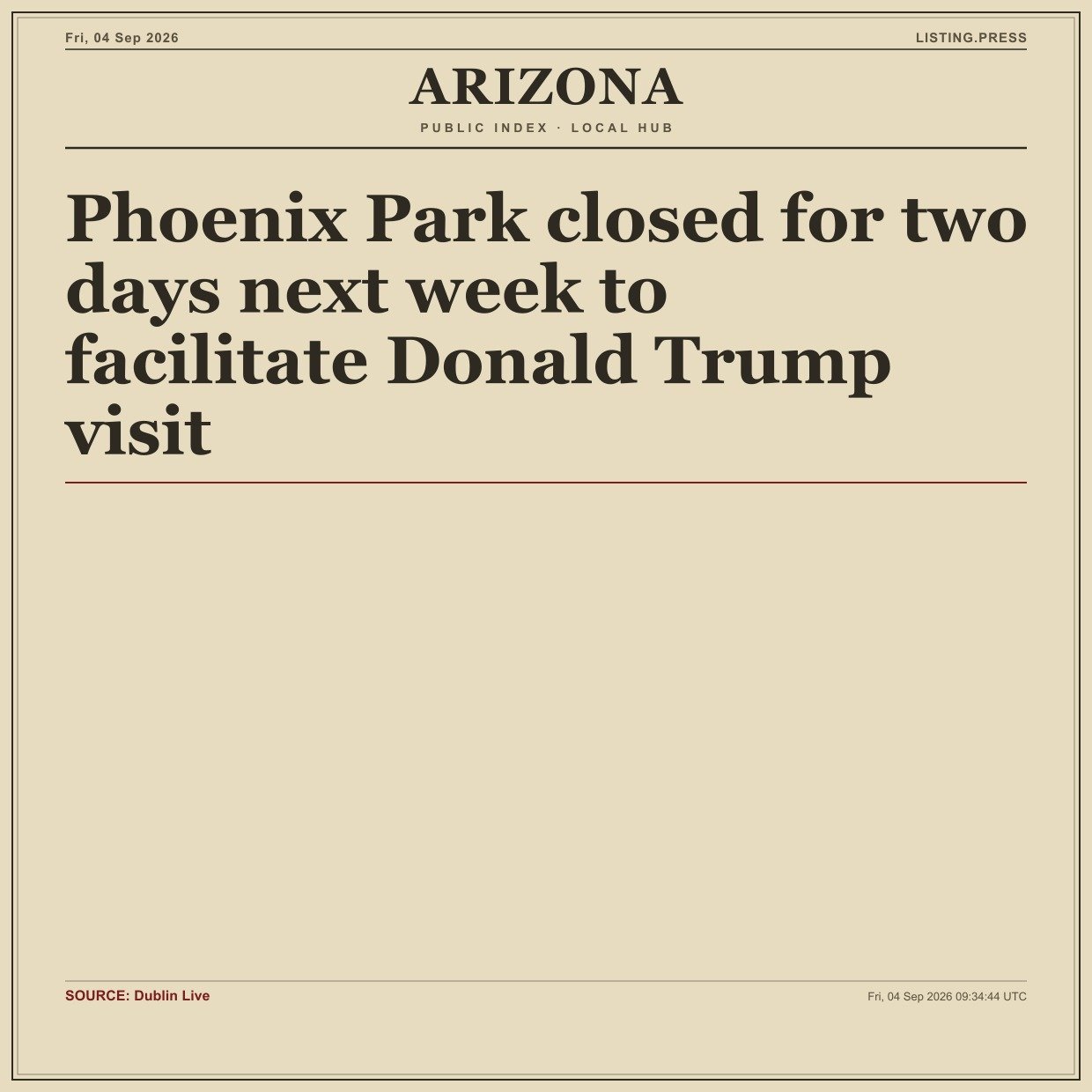 Phoenix Park closed for two days next week to facilitate Donald Trump visit