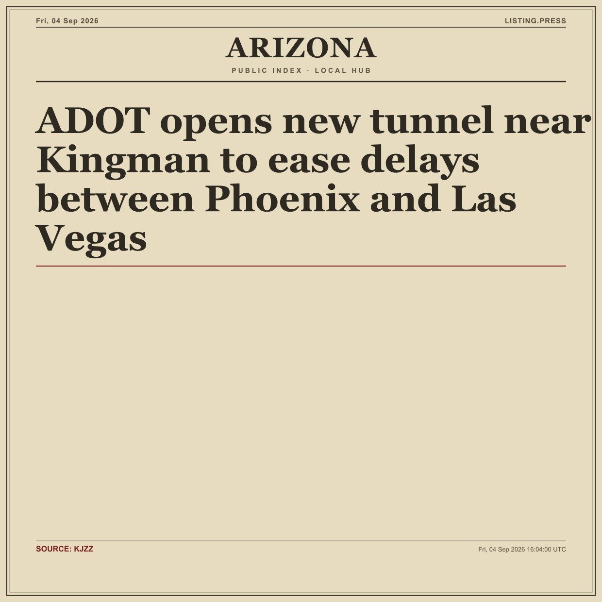 ADOT opens new tunnel near Kingman to ease delays between Phoenix and Las Vegas