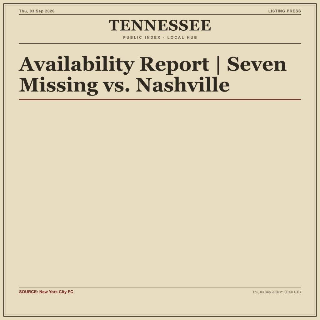 Availability Report | Seven Missing vs. Nashville