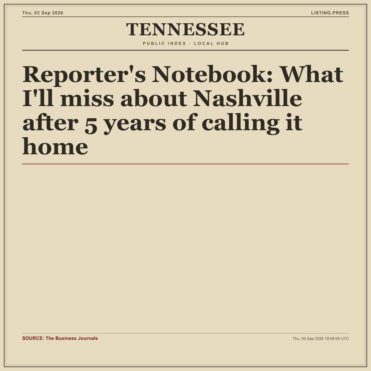 Reporter's Notebook: What I'll miss about Nashville after 5 years of calling it home