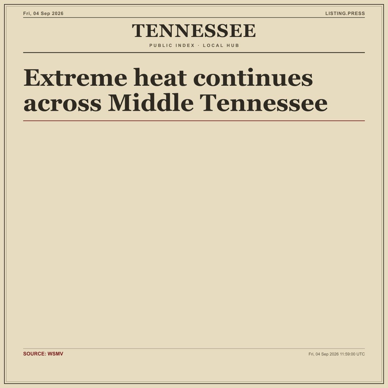Extreme heat continues across Middle Tennessee