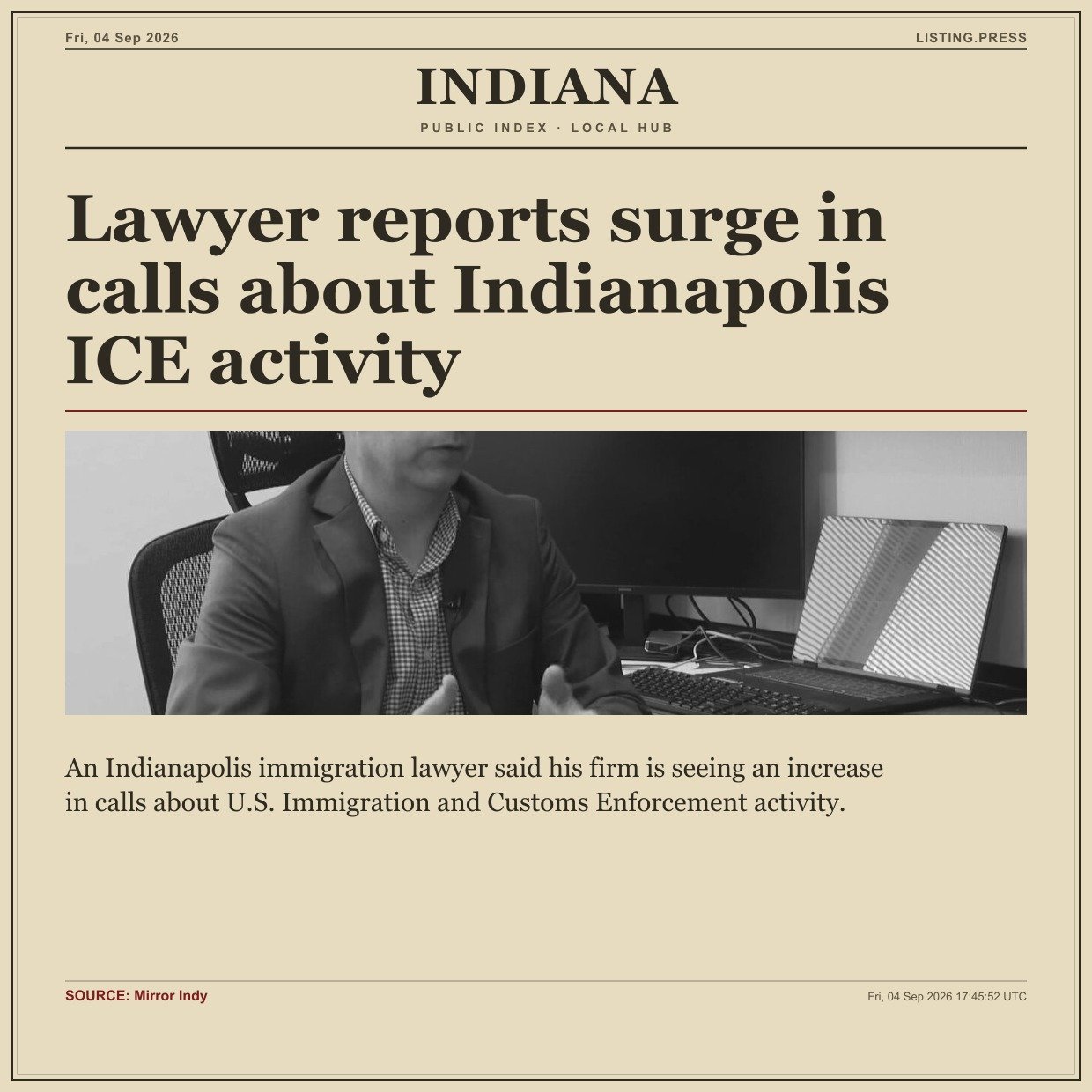 Lawyer reports surge in calls about Indianapolis ICE activity