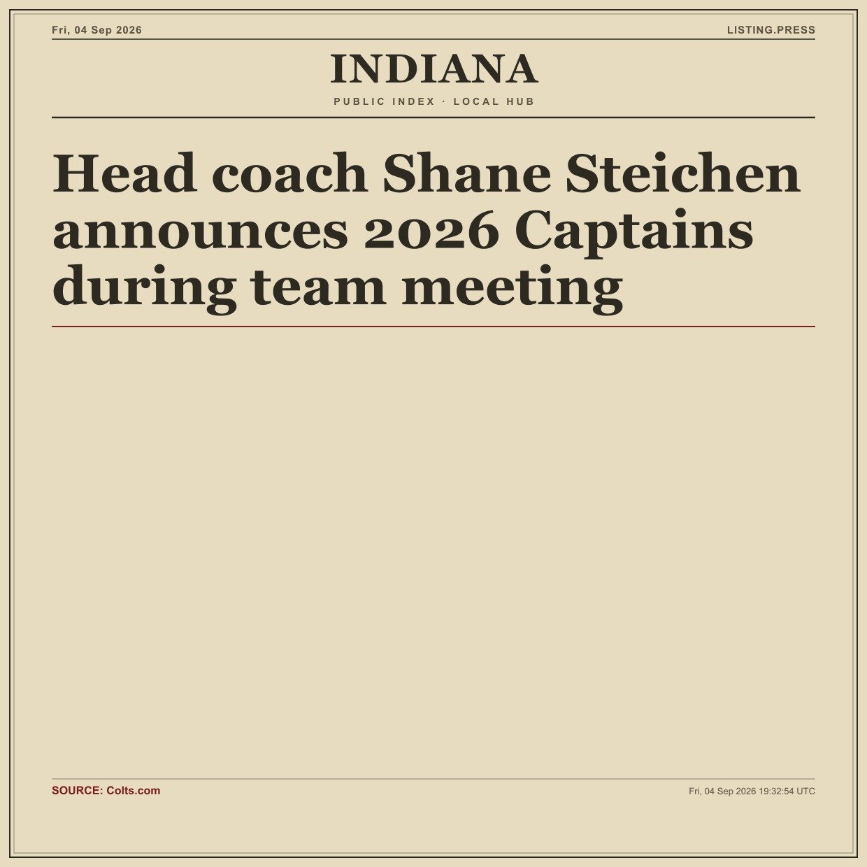 Head coach Shane Steichen announces 2026 Captains during team meeting