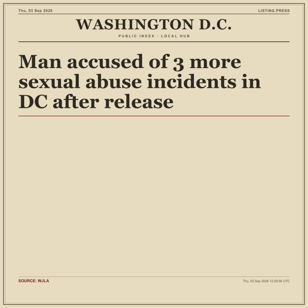 Man accused of 3 more sexual abuse incidents in DC after release