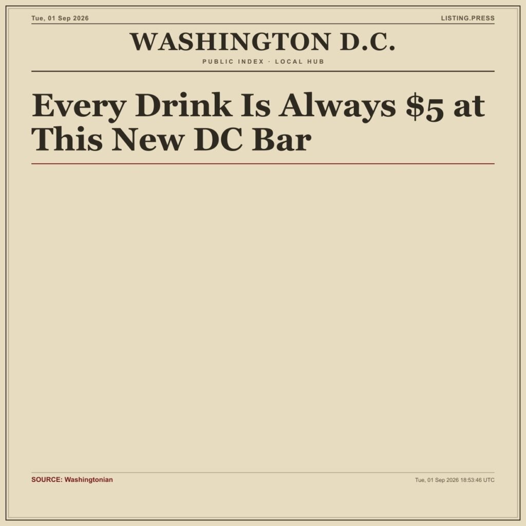 Every Drink Is Always $5 at This New DC Bar