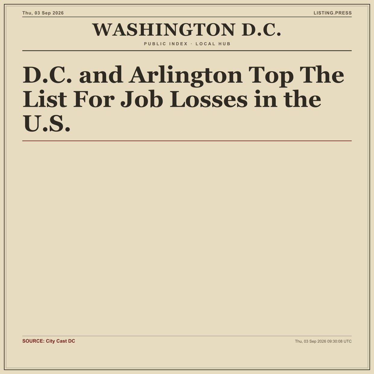 D.C. and Arlington Top The List For Job Losses in the U.S.