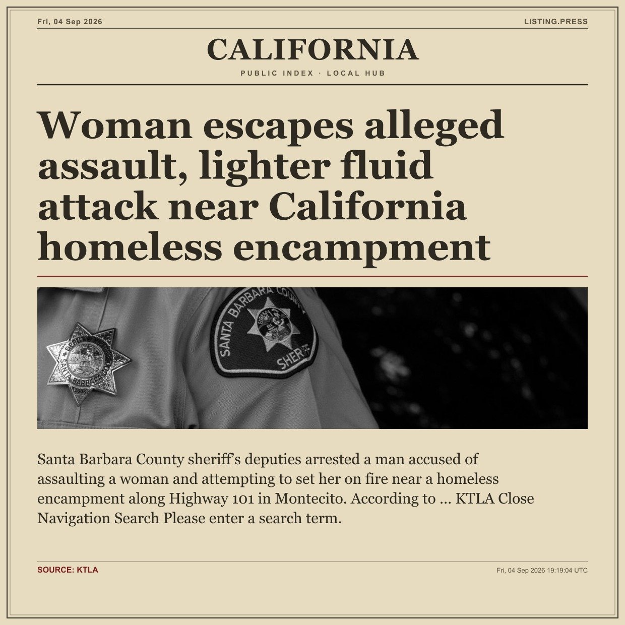 Woman escapes alleged assault, lighter fluid attack near California homeless encampment