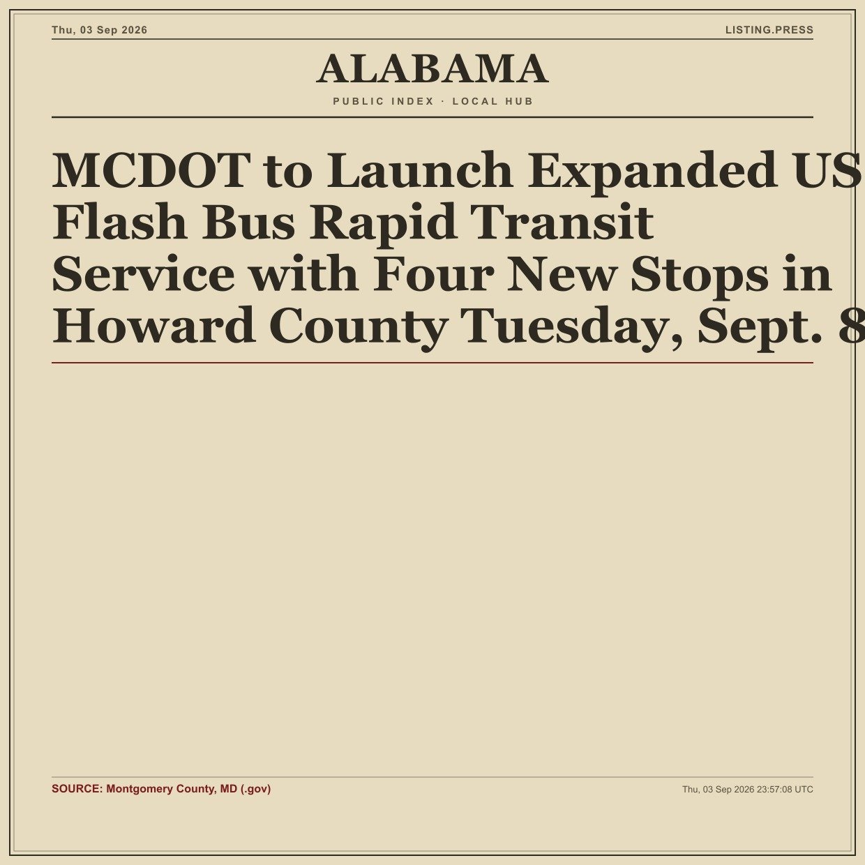 MCDOT to Launch Expanded US 29 Flash Bus Rapid Transit Service with Four New Stops in Howard County Tuesday, Sept. 8