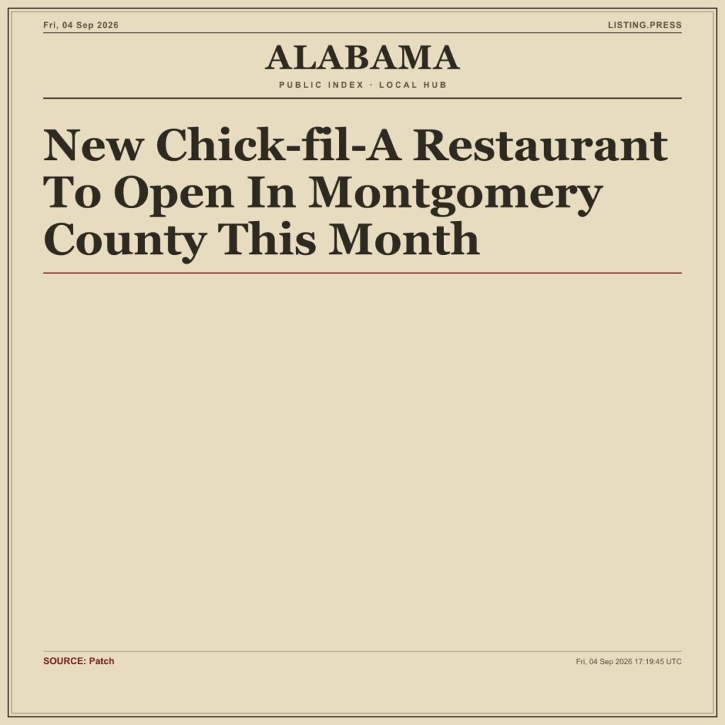 New Chick-fil-A Restaurant To Open In Montgomery County This Month