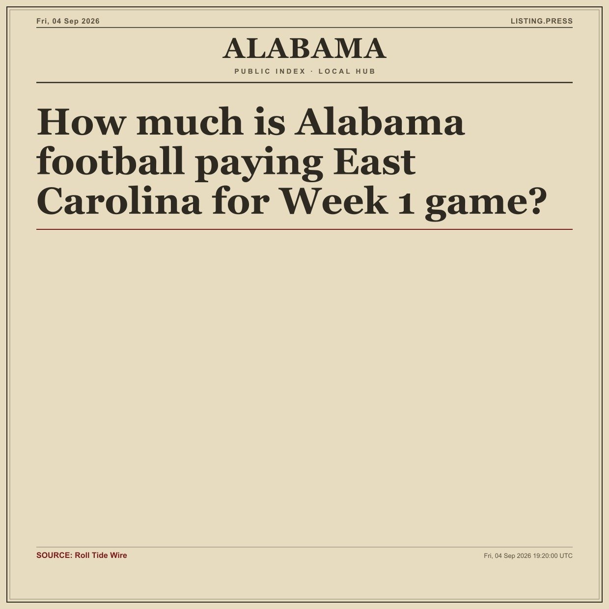 How much is Alabama football paying East Carolina for Week 1 game?