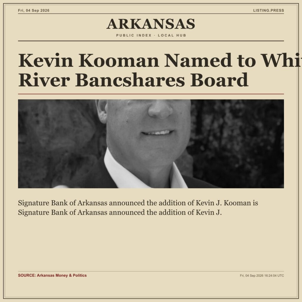 Kevin Kooman Named to White River Bancshares Board