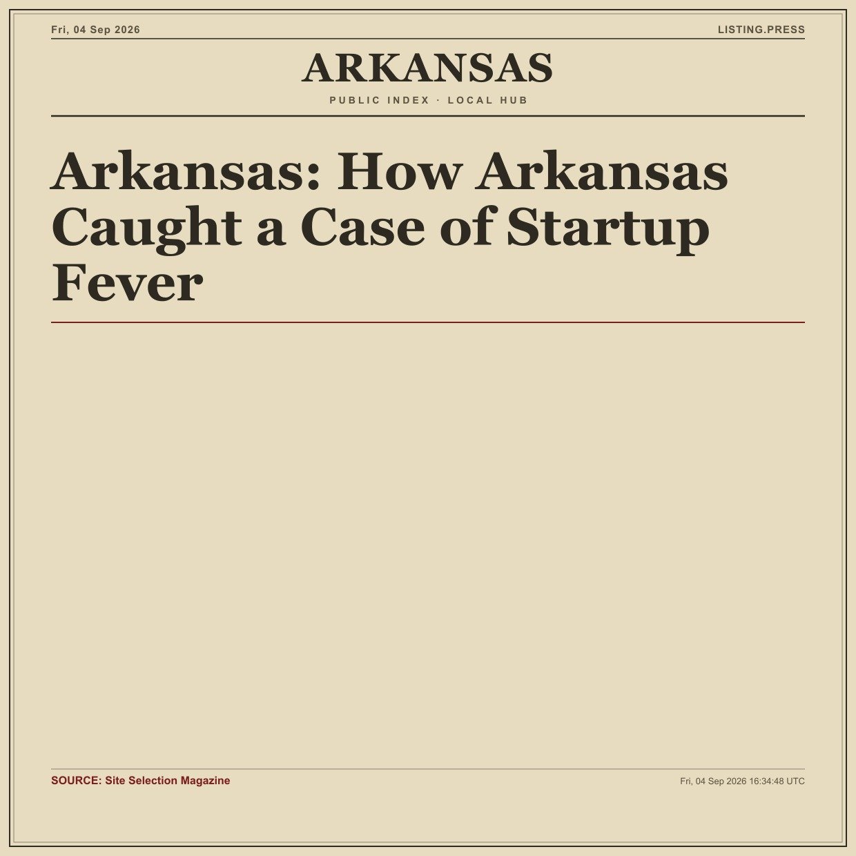 Arkansas: How Arkansas Caught a Case of Startup Fever