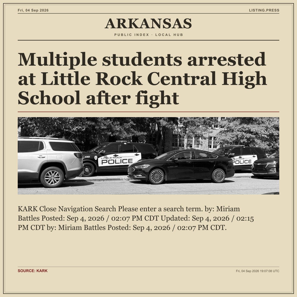 Multiple students arrested at Little Rock Central High School after fight