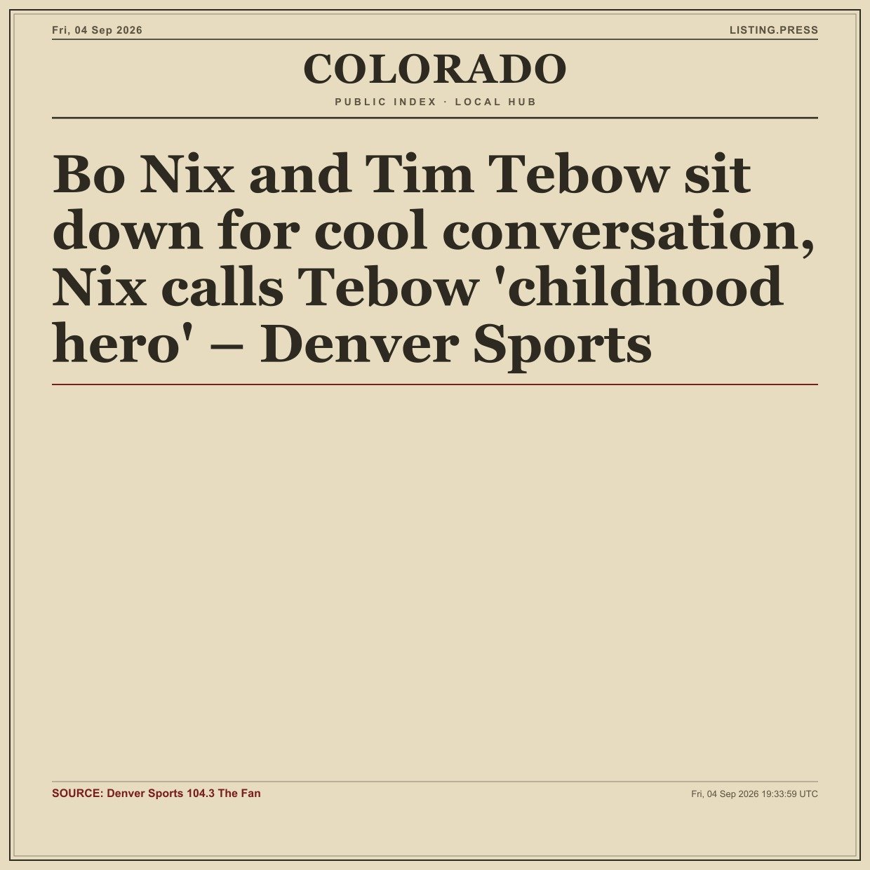 Bo Nix and Tim Tebow sit down for cool conversation, Nix calls Tebow 'childhood hero' – Denver Sports