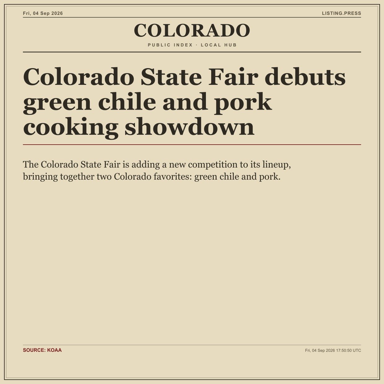 Colorado State Fair debuts green chile and pork cooking showdown