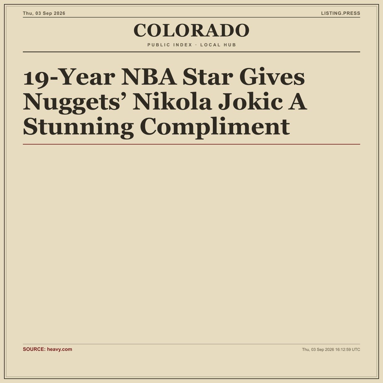 19-Year NBA Star Gives Nuggets’ Nikola Jokic A Stunning Compliment