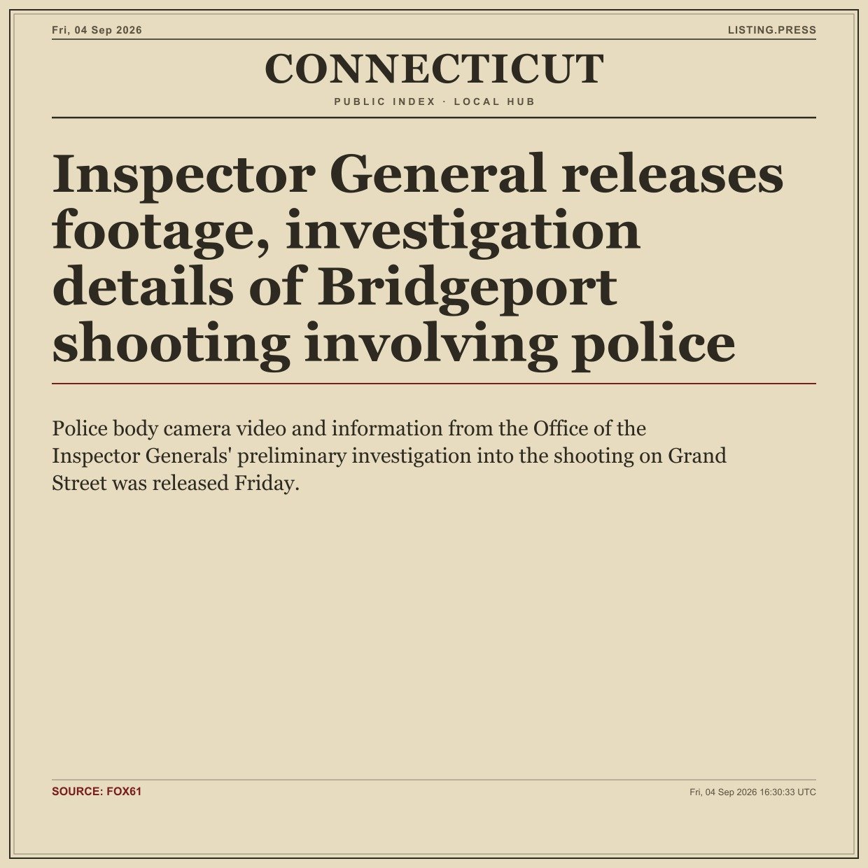 Inspector General releases footage, investigation details of Bridgeport shooting involving police