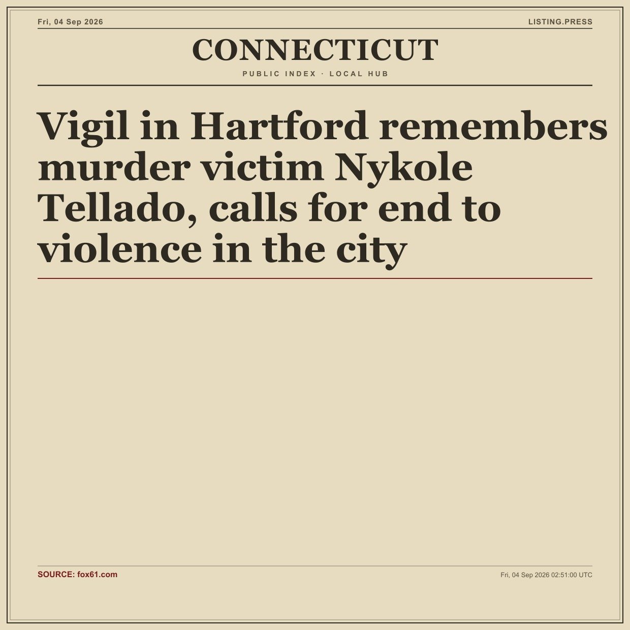 Vigil in Hartford remembers murder victim Nykole Tellado, calls for end to violence in the city