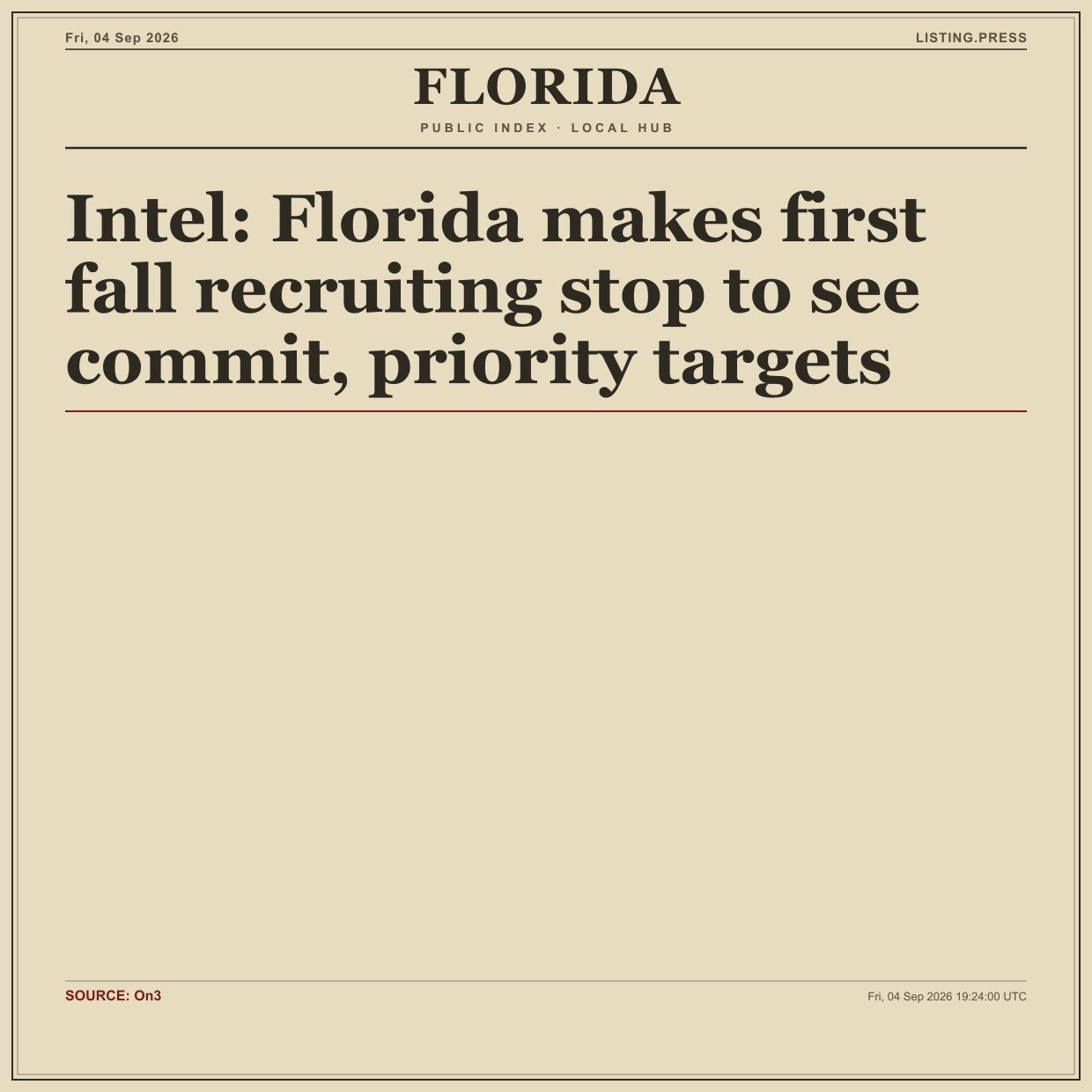 Intel: Florida makes first fall recruiting stop to see commit, priority targets